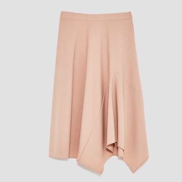 NWT Zara Cape-Like Asymmetric Skirt in Beige Pink Color - Picture 4 of 10